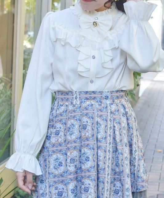 Ribbon & Jabot Brooch Blouse