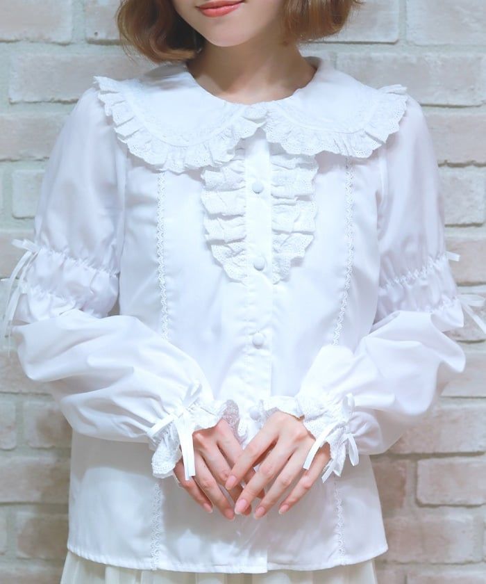 Cotton Lace Round Collar Blouse
