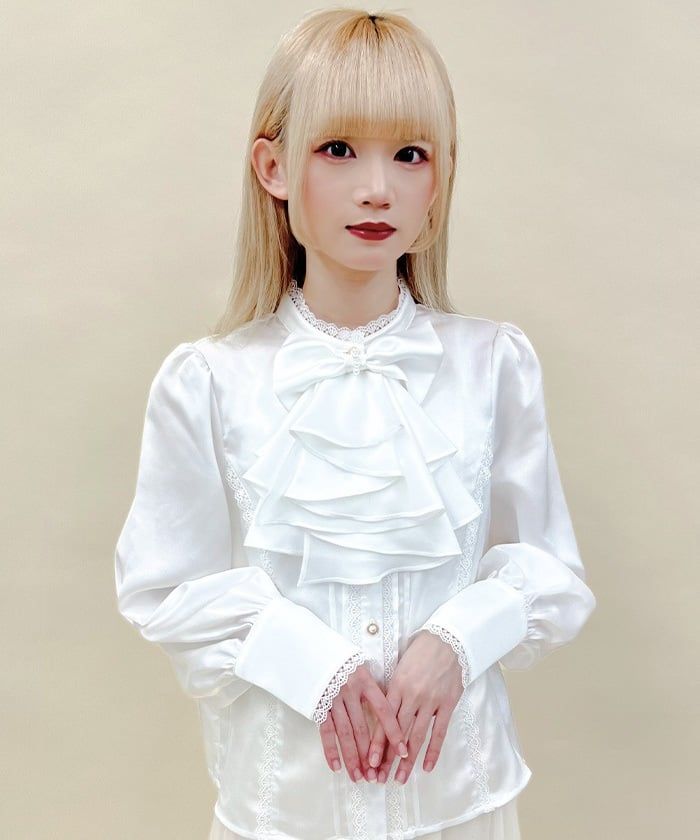 Blouse with Jabot Brooch