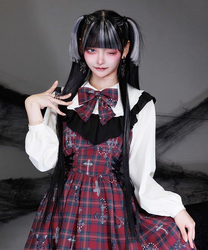 Nightmare Check Ribbon Blouse